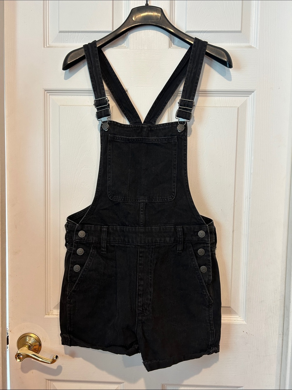Madewell Black Denim Short Overalls